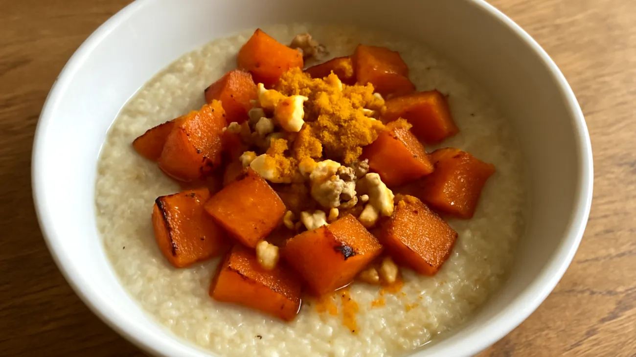 Amaranth-Kürbis-Porridge mit Walnüssen und Kurkuma"