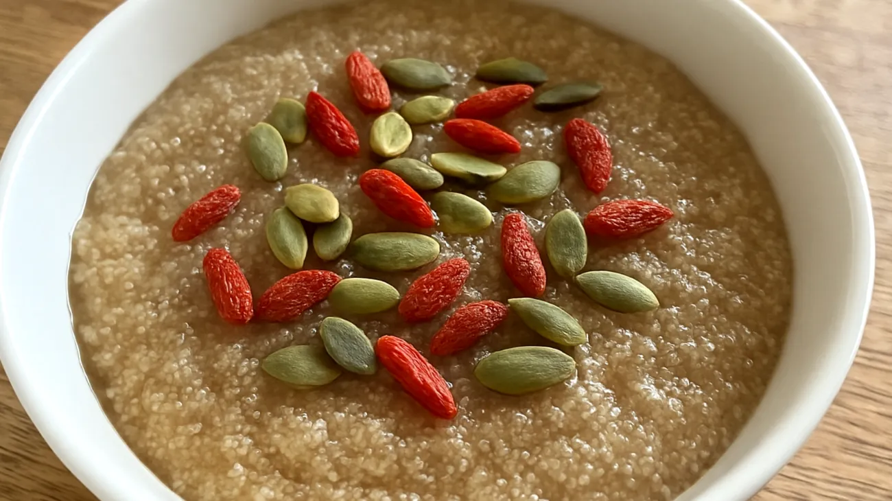 Amaranth-Porridge mit Kürbiskernen und Goji-Beeren"