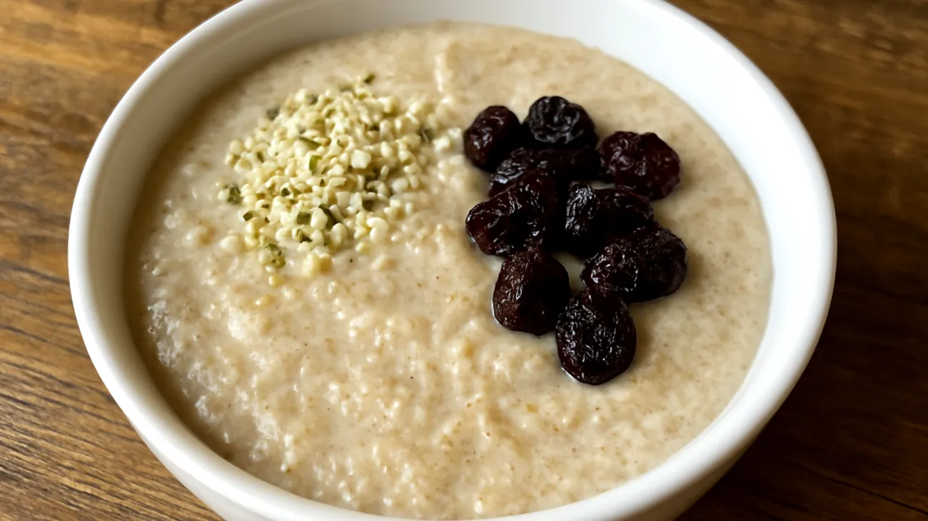 Amaranth-Quinoa-Porridge mit Hanfsamen und Kirschtartmontmorency"