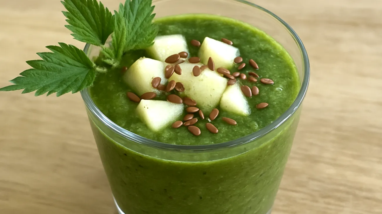 Brennnessel-Birnen-Smoothie mit Leinsamen"