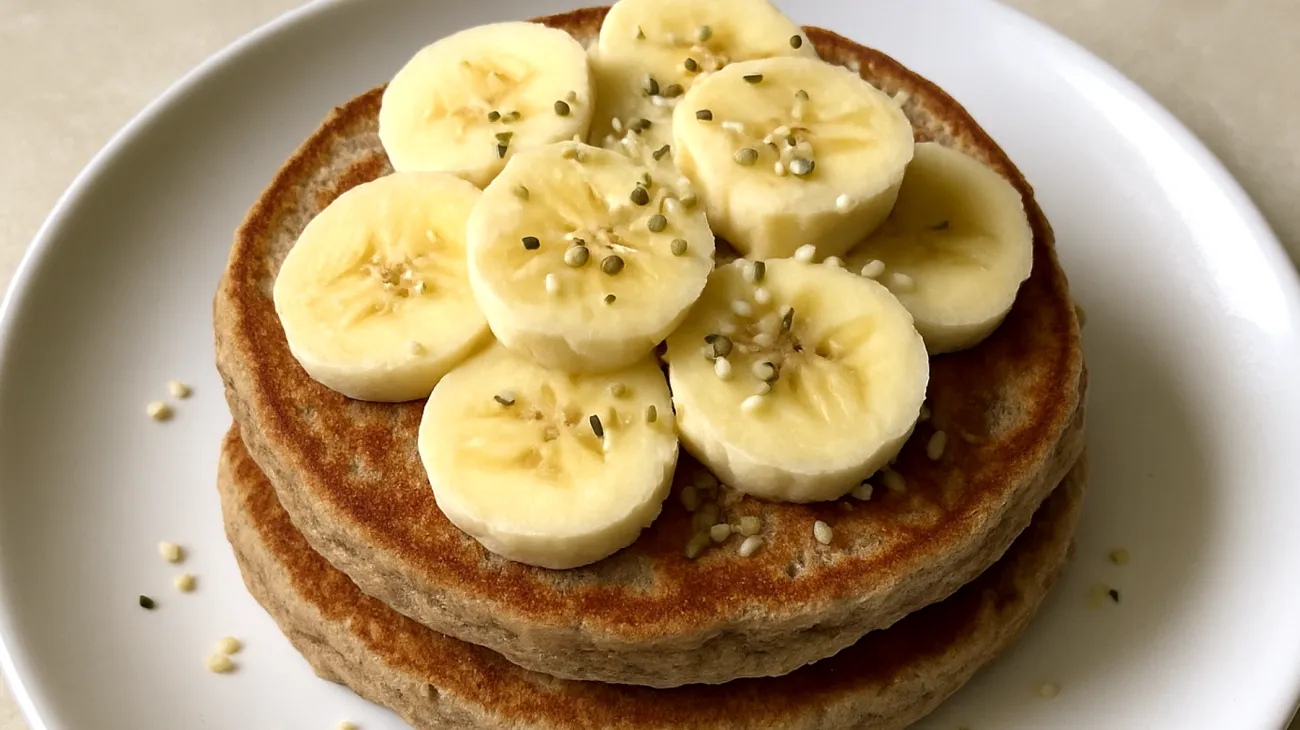Buchweizen-Bananen-Pfannkuchen mit Hanfsamen"