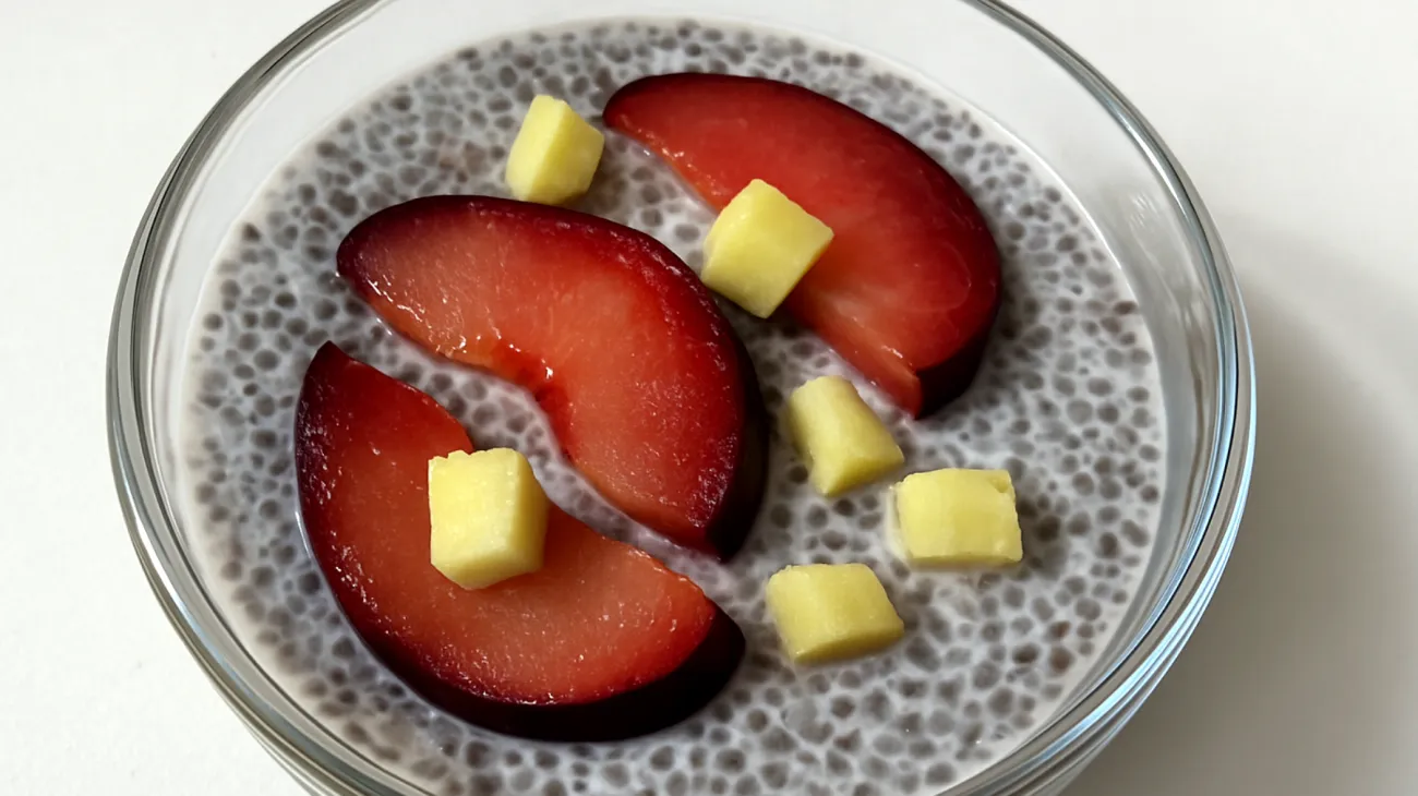 Chia-Pudding mit Pflaumen und Ingwer"