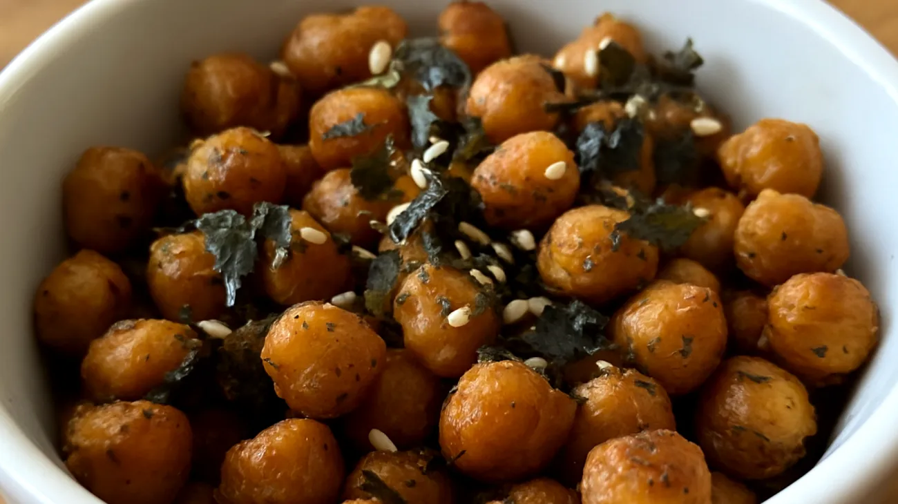 Geröstete Kichererbsen mit Nori-Algen und Sesam"