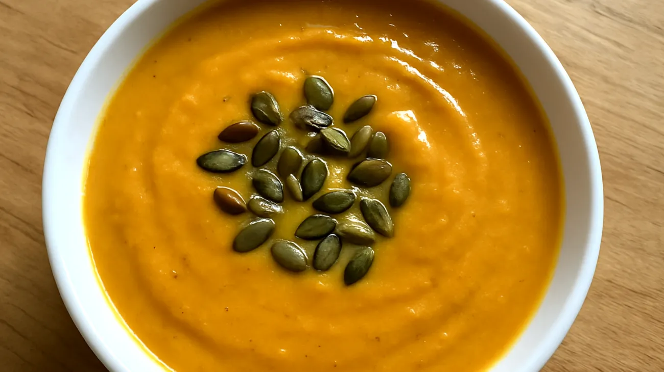 Kürbis-Miso-Suppe mit gerösteten Kürbiskernen"