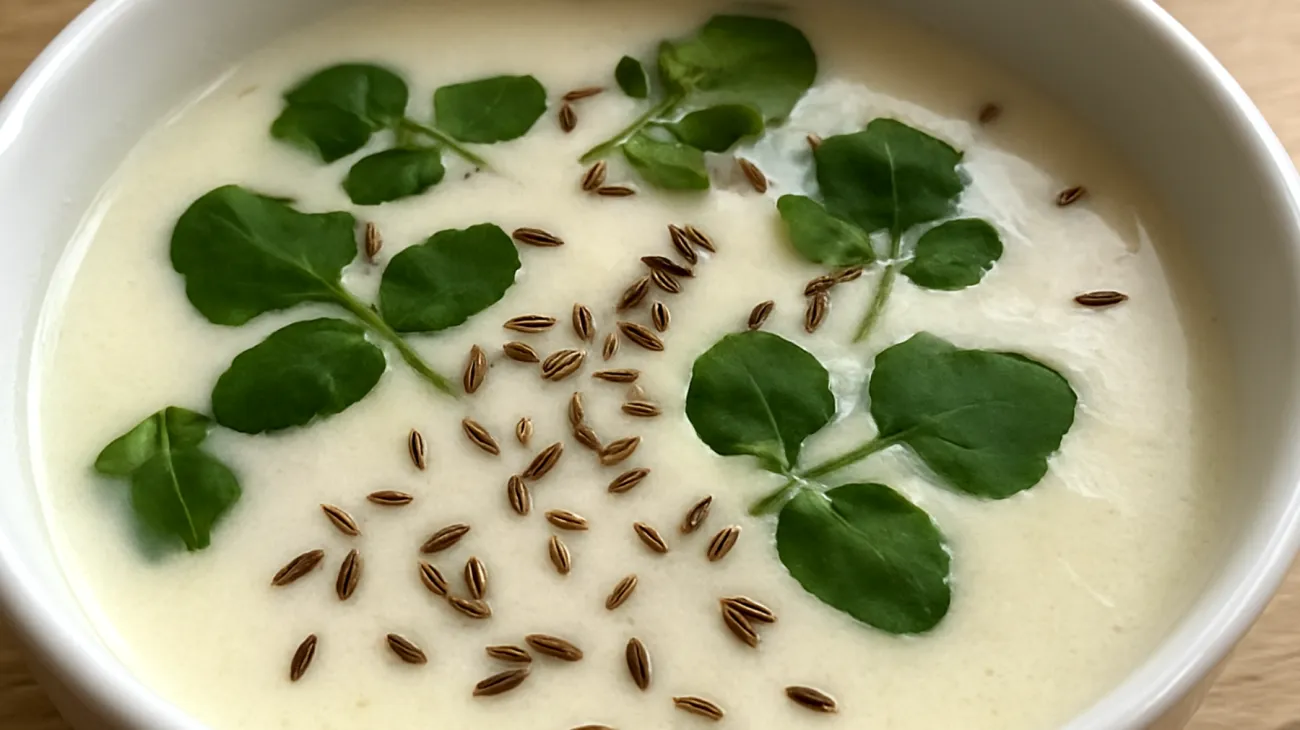 Kefir-Wasserkresse-Suppe mit Fenchelsamen"