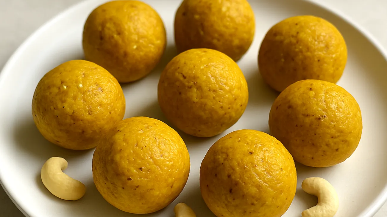Goldene Milch-Energiebällchen mit Kurkuma und Cashews"