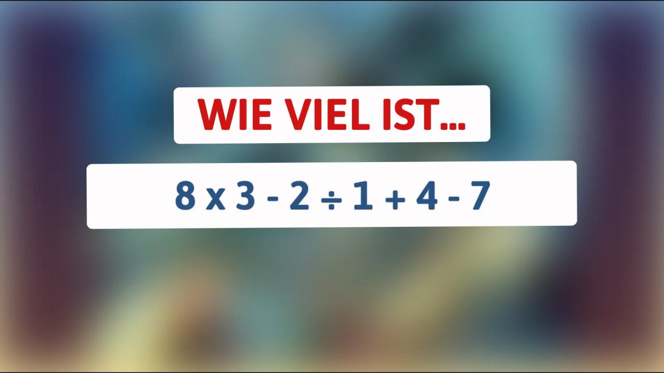 Nur für wahre Genies: Kannst du dieses Mathe-Rätsel lösen und das Ergebnis von 8 x 3 - 2 ÷ 1 + 4 - 7 erraten?"